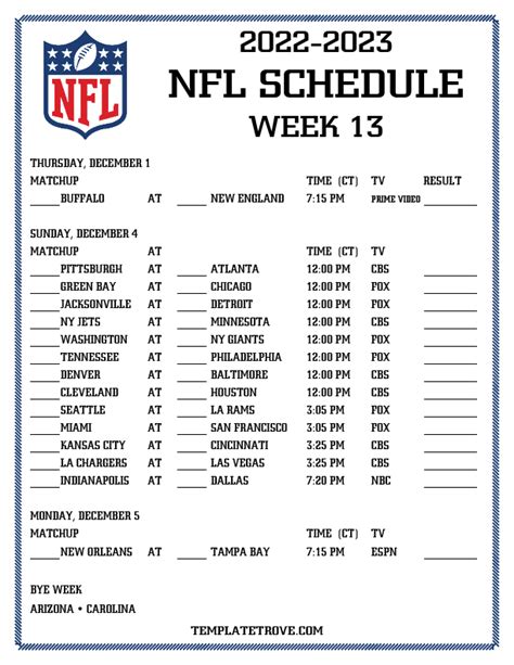 nfl standings week 13|nfl schedule week 13 2022.